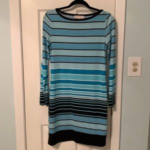 Michael Kors Striped Long Sleeve Sheath Dress.